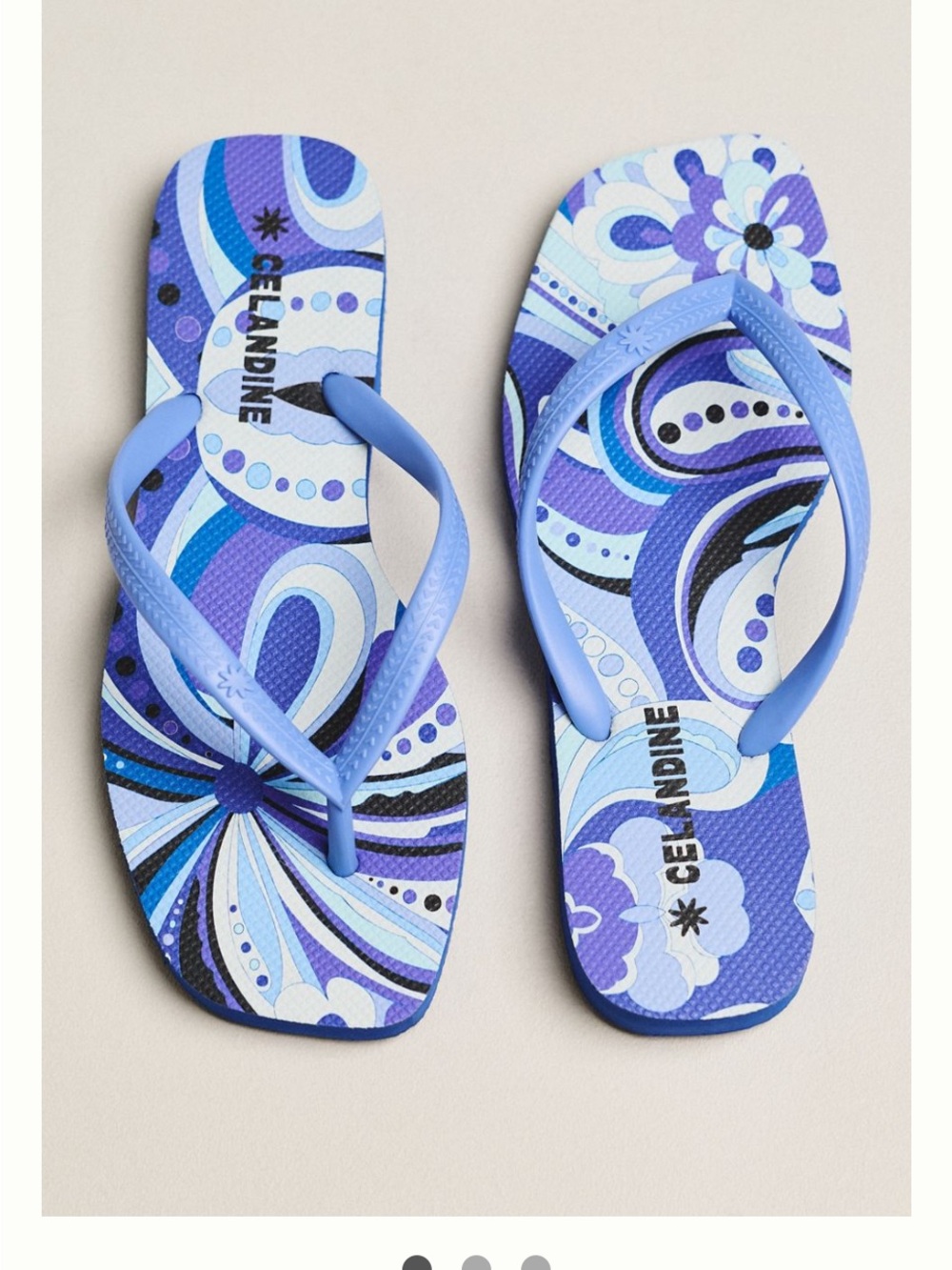 Celandine Blue Floral Print Flip Flop Sandals for Women
